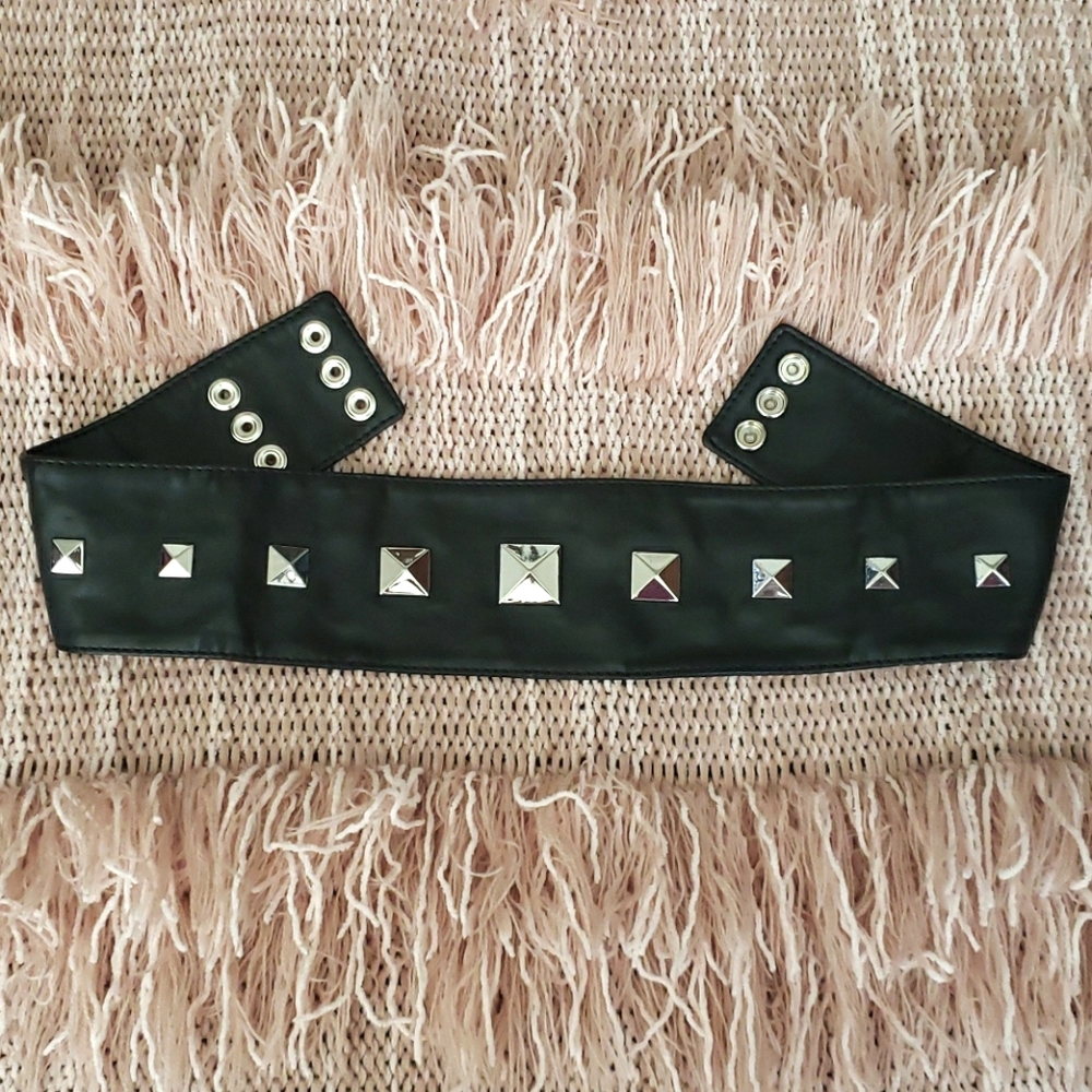 Faux Leather Studded Belt